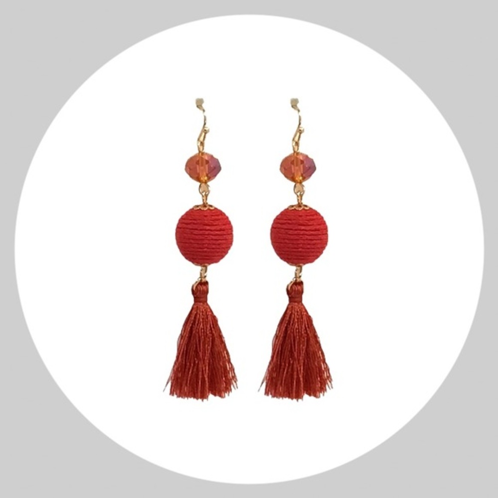 Beaded Tassel Dangle Earrings